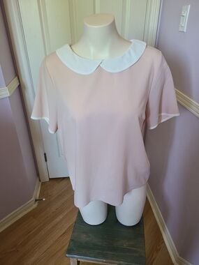 Atmosphere Pale Pink Blouse with White Peter Pan Collar